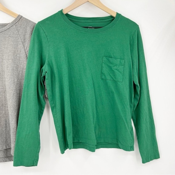 Bundle of 2 J. CREW Size Medium Tops Green Long Sleeve T-Shirt Gray 3/4 Sleeve - Picture 6 of 9